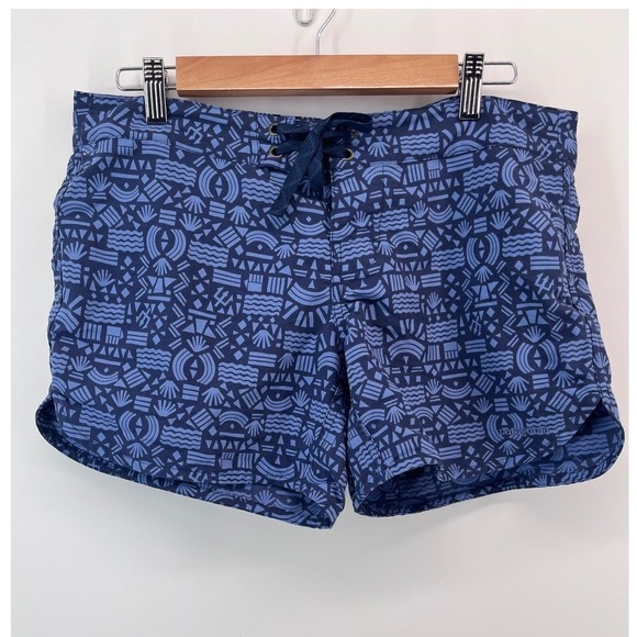 Patagonia Other - Patagonia Blue Geometric Print Board Shorts Women's Size 8 Swim Surf Trunks